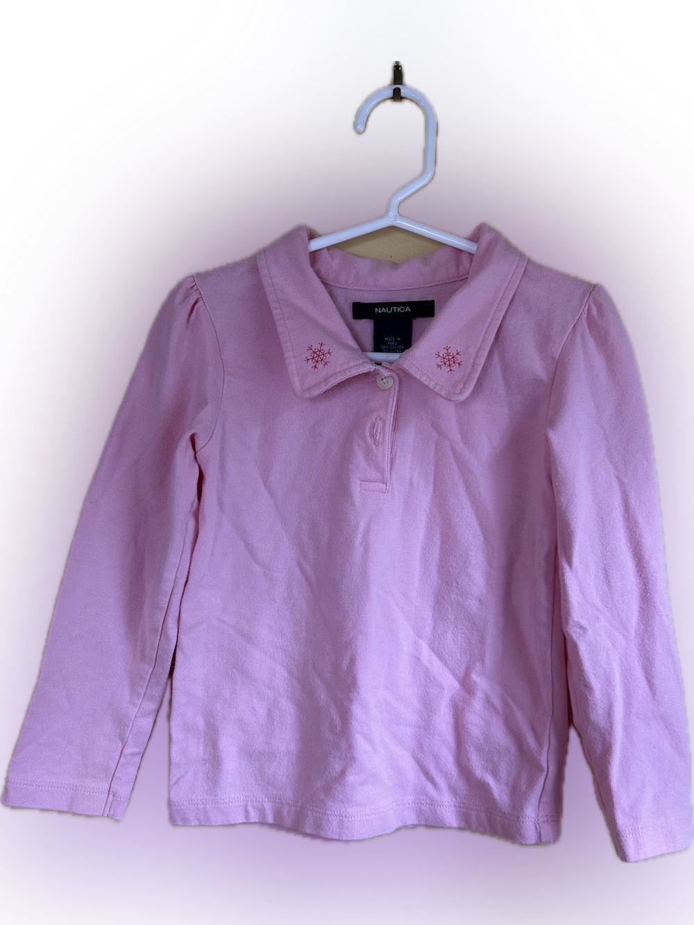 Nautica Girls' Pink Long-Sleeve Polo Top size small